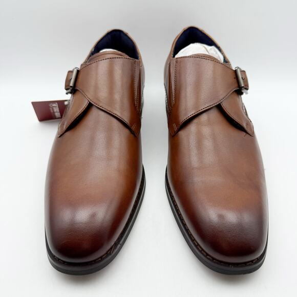 Stacy Adams Mens Karcher Monk Strap Dress Shoes US 9 M Brown Leather NIB - Picture 7 of 13